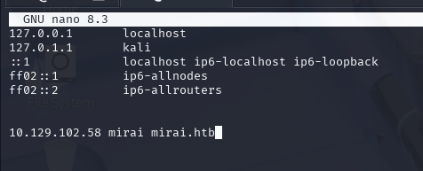 Adding Mirai to Hosts